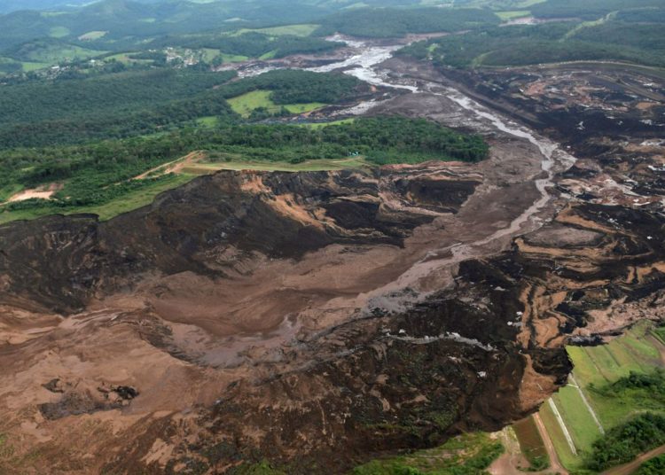 General view from above of a dam owned by Brazilian miner Vale SA that burst, in Brumadinho, Brazil January 25, 2019. REUTERS/Washington Alves