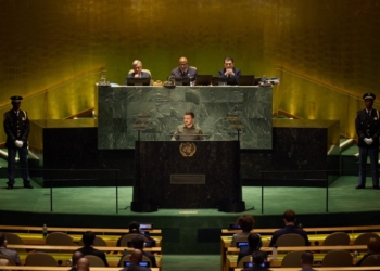 Discurso de Volodymyr Zelensky na Assembleia Geral da ONU/Foto: Gabinete do Presidente Ucrânia/Reprodução Ukrinform.